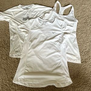 3 Nike White Running Tops XS